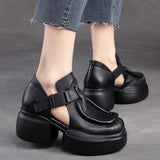 kamames kamames Heel Thick Bottom Tou Hollow Women's Sandals Round Head Buckle Type Seam High Heel Women's Shoes