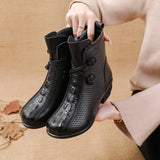 kamames kamames Autumn New Low-Heeled Crocodile Martin Boots Korean Version Leisure Fashion Leather Boots Warm And Comfortable Cotton Shoes