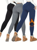 3 Pack Ultra Cozy Thermal Leggings for Women - Soft Plush Lined Pants for Cold Winter, Workout, Yoga, and Running - Warm, Breathable, and Moisture-Wicking