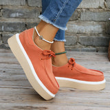kamames kamames Women's Shoes 2023 Autumn New Short Boots Muffin Thick Soles High-Soled Bare Boots Leisure Retro Deep-Mouth Lace-Up Single Shoes