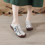 kamames Mother Shoe Hole Hole Front Tie Baotou Deep Mouth Women's Shoes Leather Soft Sole With Wear-Resistant Soft Sole Fashion