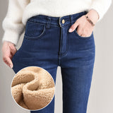 kamames Jeans Female High Waist Denim Skinny Warm Thick Jeans for women Mujer clothes Velvet Pants Stretch Pantalon Femme