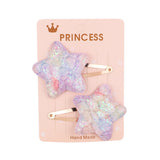 2Pcs/set Glitter Cartoon Cartoon Love Heart Crown Hair Clips For Girls Handmade Hairpins Boutique Barrette Kids Hair Accessories