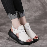 GKTINOO 2021 Summer Shoes Thick Bottom Flat Platform Sandals For Women Genuine Cow Leather Fashion Wedges Peep Toe Women Sandals