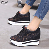 kamames Summer New Lace Breathable Sneakers Women Shoes Comfortable Casual Woman Platform Wedge Shoes