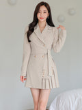 kamames Short Blazer Dress For Women Double-breasted Lace-up Slim Mini Dress Vestidos Elegant OL Work Wear Woman Clothing