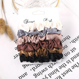 3/5/Pcs Silk Scrunchies Print Leopard Scrunchie Set Elastic Hair Bands Solid Color Fashion Headwear Women Hair Accessories Gift