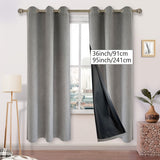 2 Panels Luxurious Blackout Faux Linen Imitation Textured Curtains - Panels with Insulating Polyester Coating, Grommet Top, and Room Darkening Function for Bedroom, Living Room, Home Decoration and Energy Efficiency