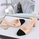 kamames Hot sale Summer Women Shoes Dress Shoes mid Heel Square head fashion Shoes Wedding party Sandals Casual Shoes women