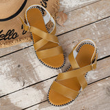 kamames New Large-Size Flat-Soled Sandals One-Word Buckle Fish Mouth Roman Shoes 46 Out Of Stock
