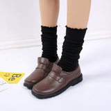 kamames New Round-Headed Uniform Shoes College Style Lolita Black And Brown JK Women's Flat Heel Comfortable Leather Shoes