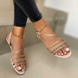 kamames women summer shoes 2022 fashion rhinestone sandals women's  one word plus size flat beach sandals women