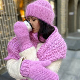 kamames Women Knit Hat Scarf Gloves Sets Soft Warm Winter Solid Color Fashion Accessories for Cold Weather