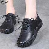 kamames Newest Designer Woman Flats Breathable Sew Oxford Sneakers Women Casual Lace Up Split Hollow Moccasins Loafer Shoes