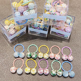 10PCS/Box Packed Girls Cute Colorful Ball Heart Rabbit Scrunchie Kids Ponytail Holder Elastic Hair Band Fashion Hair Accessories