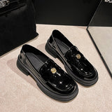kamames kamames Heel Black Loafers Autumn And Winter British Small Leather Shoes With A Single Shoes Platform Women's Shoes