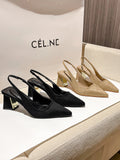 kamames kamames Show Thin Suede High Heel Single Shoes Female Temperament 2023 New Spring And Summer Thick Heel Simple After Empty Head Sandals