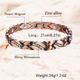 Womens 3500 Gauss Copper Magnetic Therapy Bracelet - Enhanced Lymphatic Drainage - Ideal for Health, Birthdays, Mothers Day, and Christmas Gifts - Includes Sizing Tool