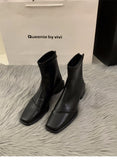kamames kamames Heel Square Head Thin Boots Ankle Boots Women's Shoes 2024 New Autumn And Winter Korean Small Ankle Boots Martin Boots