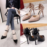 kamames kamames Heels For Women In 2023 Spring And Summer New Pointed Shallow Mouth Hollowed-Out Bow Tie Ladies' Single Shoes