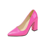 kamames kamames Heels Women's New Large Size Pointed Square With Shallow Fashion Patent Leather Thick With High Heel Professional Women's Single Shoes