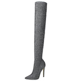 BIGTREE Shoes Women Boots Elastic Sexy Over-the-Knee Boots Women High Heel Boots Winter Female Long Boots Stiletto Heels 11.5 Cm