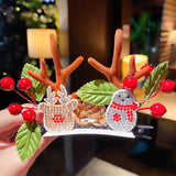 1Pair Women Girls Cartoon Christmas Antlers Hairpins New Year Sweet Hair Decorate Barrettes Hair Clips Novelty Hair Accessories