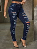 Fashion-Forward Ripped Womens Skinny Jeans - Premium Denim, Zipper Button Closure, Ultra-Slim Fit & Streetwise Style - A Must-Have Casual Fashion Staple for Trendsetters