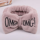 2022 New OMG Letter Coral Fleece Wash Face Bow Hairbands For Women Girls Headbands Headwear Hair Bands Turban Hair Accessories