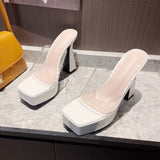 kamames kamames Summer New Women's Shoes 12Cm Waterproof Table High Heels Runway Show Nightclub Thick Heel Sandals Sandals Slippers