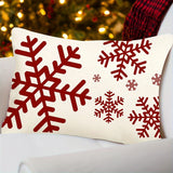 1pc Festive Contemporary Christmas Snowflake Throw Pillow Cover, 12x20 Inch, Red Polyester Decorative Cushion Case with Zipper Closure, Machine Washable, for Home and Party Sofa Decor - Single Side (No Insert)