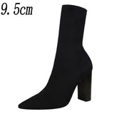 2022 New Socks Boots Fashion Ankle Boots For Women Boots Balck Pointed Toe Elastic Heels Shoes Fetish Autumn Winter Female Shoes