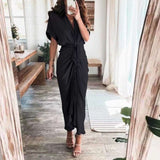 Zingj Short Sleeve Spring Dresses Fashion Summer Turn-down Collar Women Party Dress Elegant Button Office Lady Shirt Dress