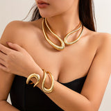 Sexy punk style exaggerated geometric twist double collar bracelet set Exaggerated fashion women's party jewelry set