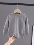 Cozy Unisex Crew Neck Sweater - Soft Medium Stretch Polyester, Long Sleeve, Solid Color, Regular Fit, Versatile Casual Wear for Boys and Girls - Hand Wash, All-Season, Indoor and Outdoor Baselayer