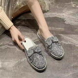 kamames Women With Single Shoes In Spring 2023, The New Style Of One Foot With Thick Soles, Lazy People, Leisure Drill, Bow Tie, Korean Version Of Student Shoes