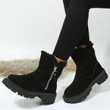 kamames Women's Snow Boots 2024 Autumn And Winter New Large-Size Velvet Thick-Soled Warm Cotton Shoes Martin Boots