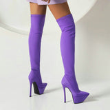kamames Sexy Stiletto Women's Boots Stetch Fabric Platform Super High Heel Thigh Boots Pointed Toe Autumn Winter Lady Shoes
