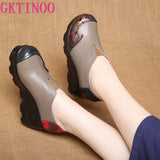 GKTINOO 2021 New Genuine Leather Shoes Ladies' Comfortable High Heels Thick Bottom Casual Shoes Wedges