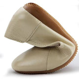 kamames kamames Large Size Women's Shoes 41-43 Spring Model 2024 New Versatile Flat Leather Shallow Single Shoes Soft Sole Mother Shoes