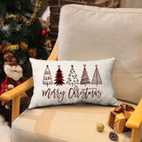 1pc Festive Contemporary Christmas Tree Pillow Cover, 12x20 Inch, Merry Christmas Single-Sided Design, Machine Washable, Zippered Polyester Throw Cushion Case for Home Couch Decor