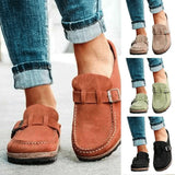 kamames Size Slippers Women's 2023 Summer New British Belt Buckle Baotou Semi-Slippers Direct Sales Single Shoes