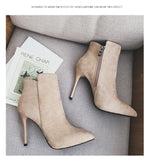 kamames NEW Women High Heeled Short Boots Europea Style Winter Shoes Pointed Toe Ankle Botas Thin Heel Side femininas