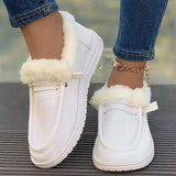 kamames Winter New Large-Size Plush Warm Women's Shoes With Flat Soles And Round Ends And Casual Cotton Shoes