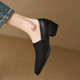 kamames kamames Heel Single Shoes Female 2024 New Pointed Deep Mouth French Small Fragrant Wind Thick With Temperament Pure Color Small Leather Shoes Female