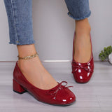 kamames kamames Leather Square With Fashion Single Shoes Female Grandma Shoes 2024 New Low Heel Shallow Bow Single Shoes Small Leather Shoes Women