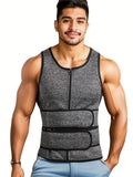 Men's Sauna Tank Top - Enhance Sweat, Burn Fat with Adjustable Trimmer Belt, High-Stretch Neoprene, Four-Season Fit