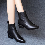 kamames kamames Size Soft Leather Fashion Boots Women 2023 Autumn And Winter New Pointed Short Boots Women Thick Heel Leather Shoes Women Fashion Boots