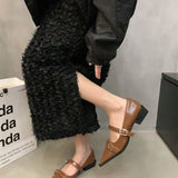 kamames Small Leather Shoes 2024 New Spring Thick-Heeled Low-Heeled High-Heeled Shoes Vintage French Style Mary Jane Single Shoes