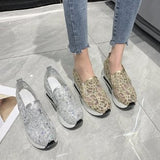 kamames And Autumn New Style Slope Heel Large-Size Single Shoes Mesh Embroidered Breathable Inside Raised Muffin Net Cloth Shoes Cover Feet Casual Single Shoes